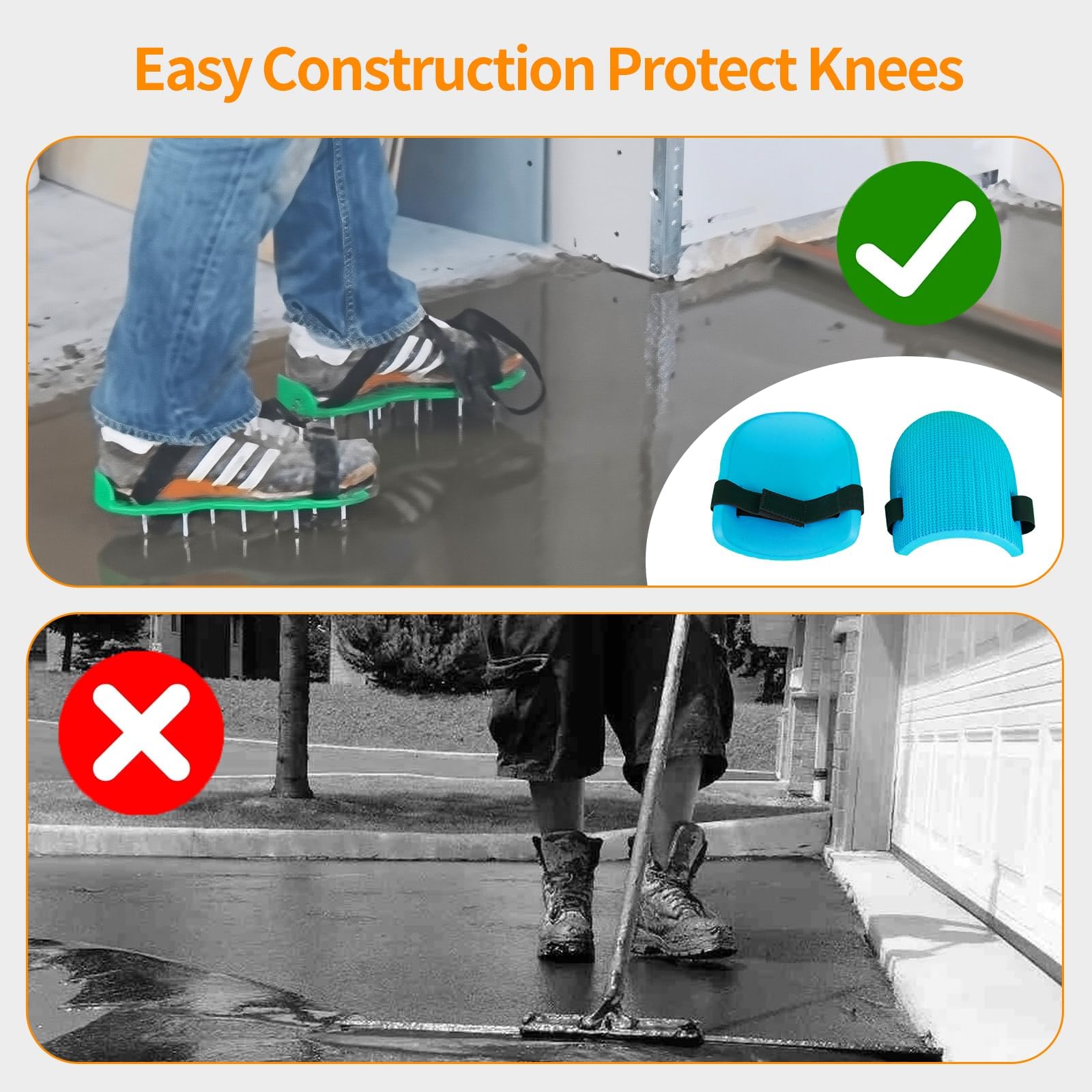 Noliven Upgraded Self Leveling Concrete Tool Kit - Spiked Roller, Paint Roller, Spiked Shoes, Self-leveling Nail, Gloves, Stainless Steel Scraper and Leveling Rake for Epoxy Floor and Cement — view 6