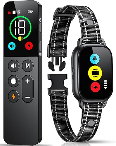 Collar de entrenamiento para perros con control remoto, collar inteligente de choque para perros con 3 modos de entrenamiento e iconos de