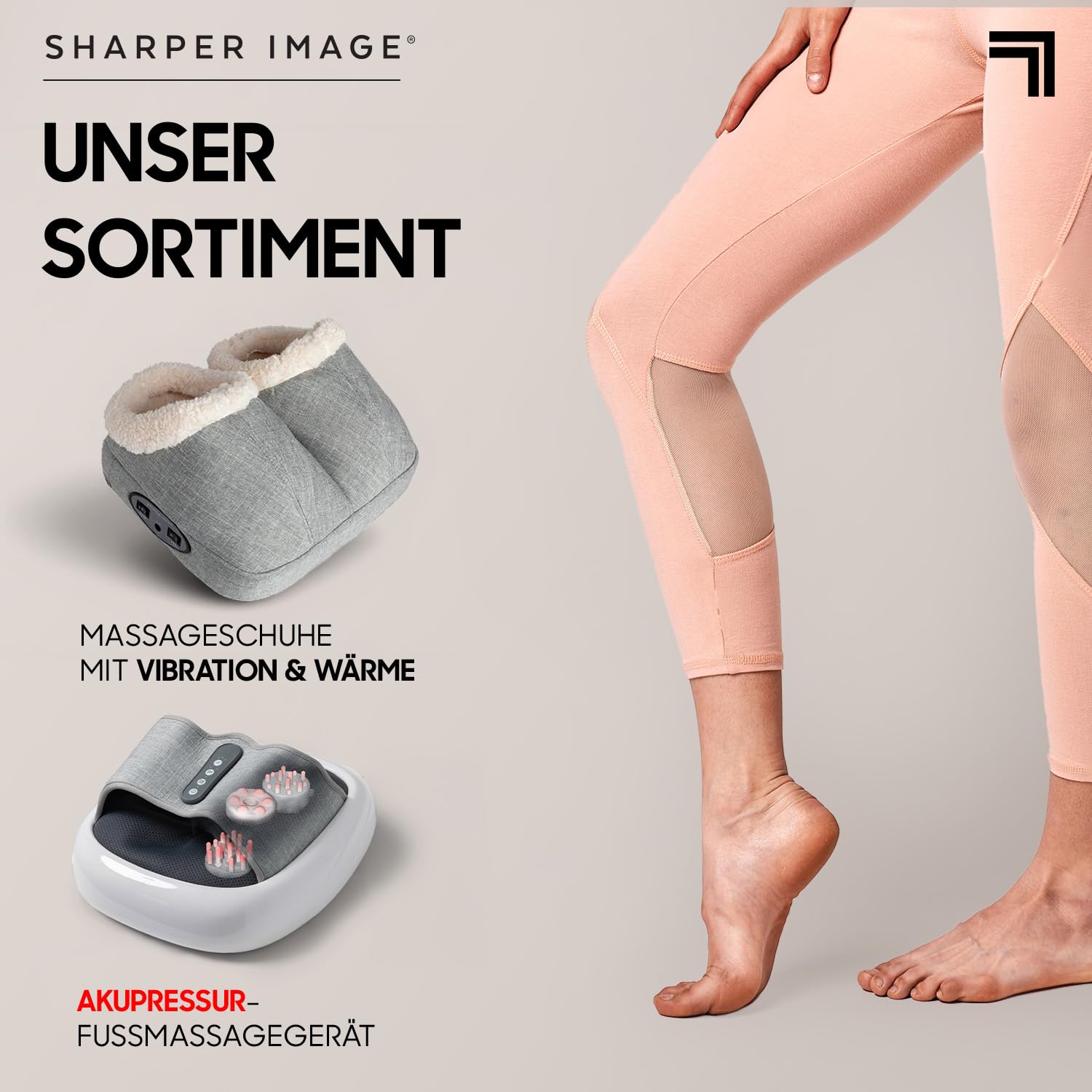 SHARPER IMAGE - Akupressur Fußmassagegerät mit Wärmefunktion - Elektrischer Fußwärmer - Shiatsu - Luftkompression - Massage & Entspannung - Fußreflexzonenmassage - Geschenk für Frauen oder Männer