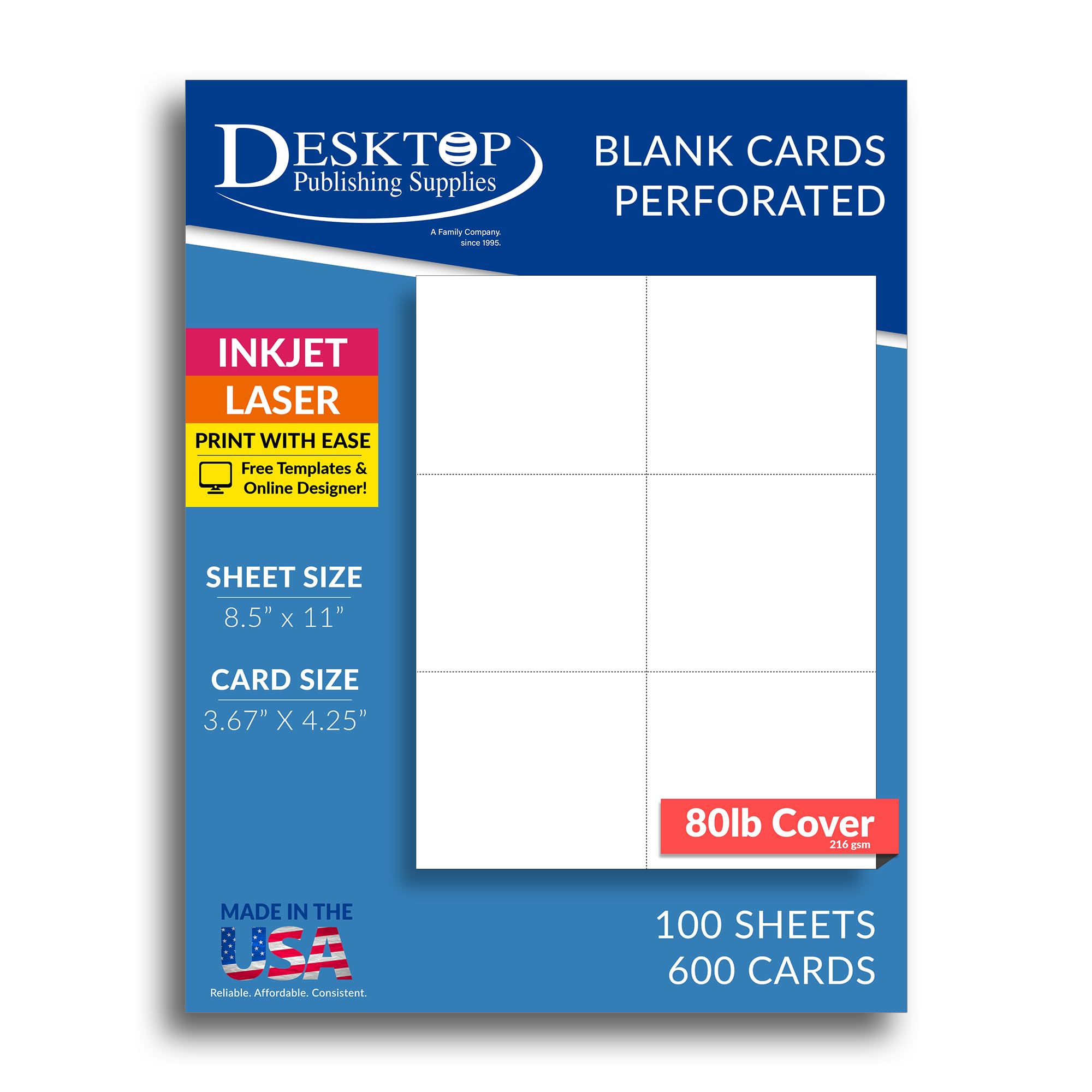 Amazon.com : Blank White Perforated Cardstock 6-Up 4.25