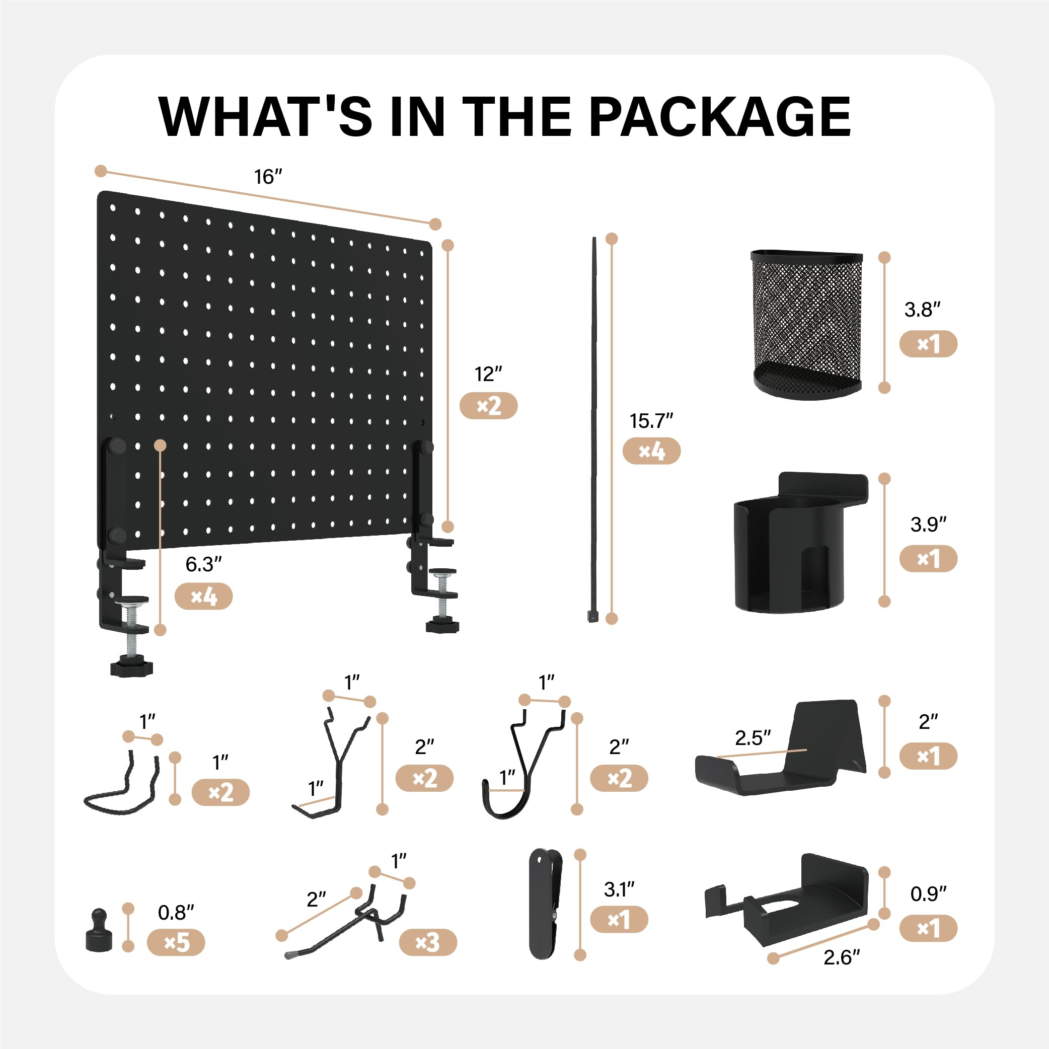 HUHOLE 81,3 x 30,5 cm Klemmbrett für den Schreibtisch, komplettes Set | Sichtschutz und Organizer aus Metall ohne Bohren, mit Zubehör für Heimbüro, Gaming-Setup, Kabel und Zubehör