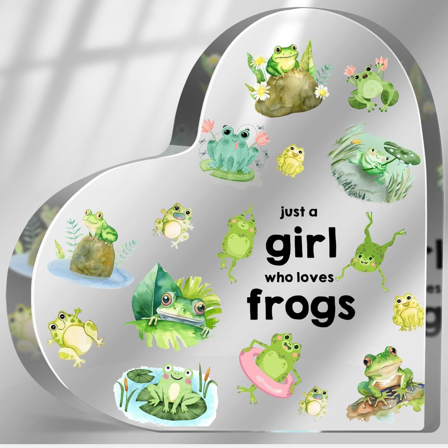 Frogs Gifts for Frogs Lovers, Frogs Lover Birthday Gifts for Women, Just a Girl Who Loves Acrylic Sign, Frogs Themed Paperweight Birthday Friendships Gifts, Desk Table Decor for Girls