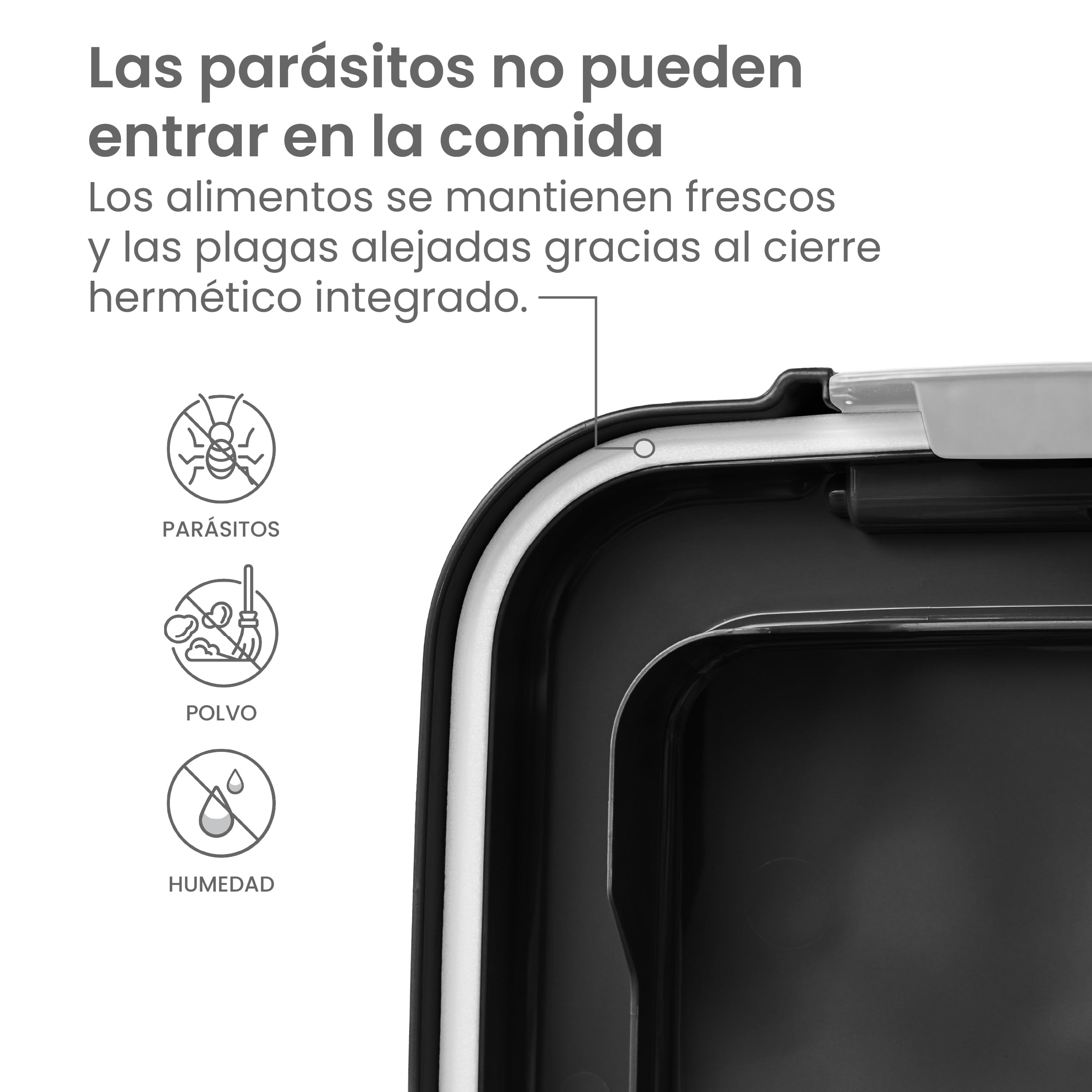 Iris Ohyama Contenedor pienso con ruedas, 30L/11kg, Negro, Contenedor comida perro, Pienso gatos, Hermética, para Mascotas, Transparente, Pet Food Container, Dog Food Storage, Libre de BPA, MP-8