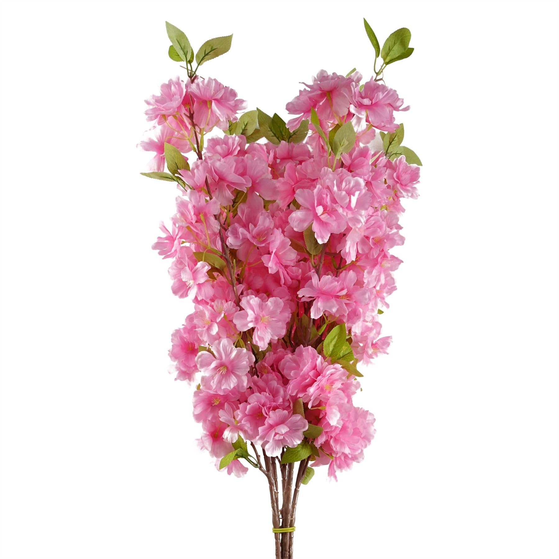 Artificial Blossom Stem - Pink Silk Flowers - 100cm Pack of 6