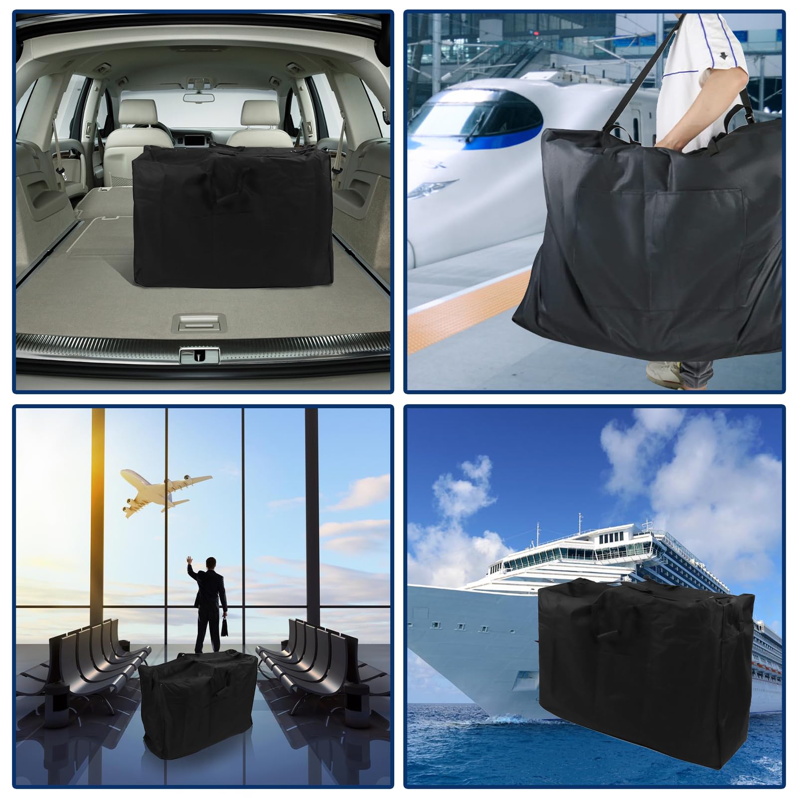 Bolsa de viaje para silla de ruedas, 45.3 x 31.5 x 15.7 pulgadas, impermeable, bolsa plegable para silla de ruedas, diseño de 2 vías