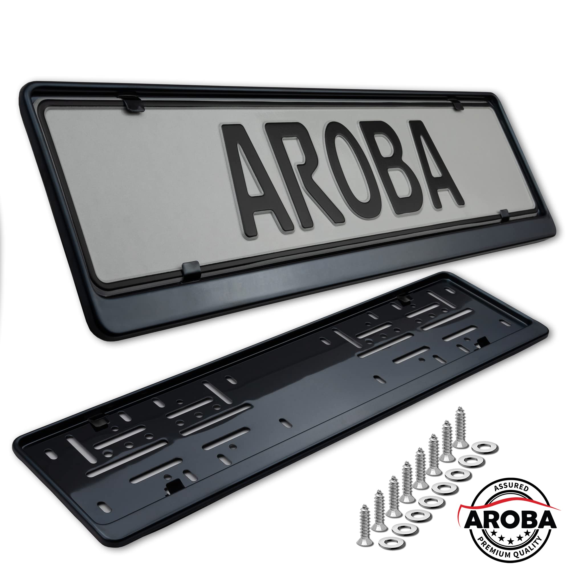 2 x uchwyt tablicy rejestracyjnej premium, 100% stal nierdzewna, czarna, polerowana (Black Chrome), do Austrii Słowacji (wymiary 520 mm x 120 mm) ramka tablicy rejestracyjnej INOX V2A
