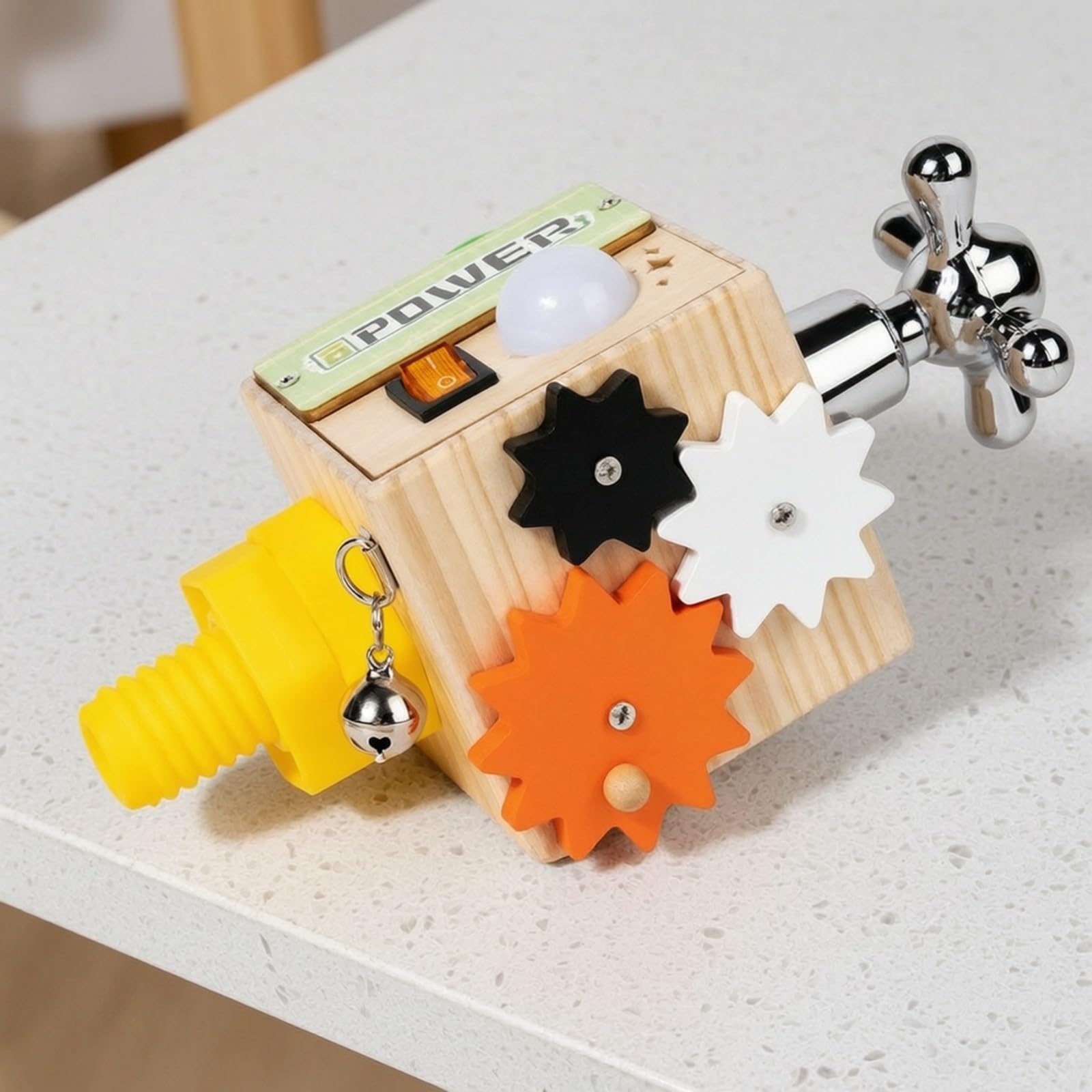 Cubo attività Metodo Educativo Non Elettrico Cubo attività con Interruttori e Ingranaggi Robusto Giocattolo Educativo, Viaggi