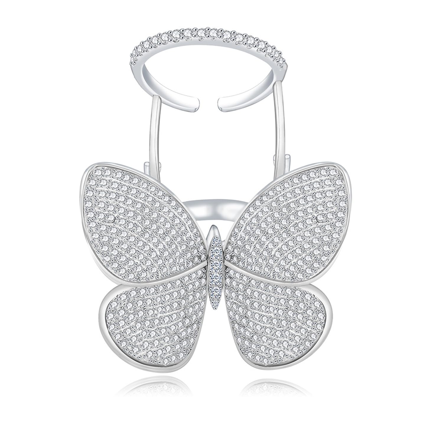 Bague papillon mobile aux ailes battantes et anneau réglable - 6