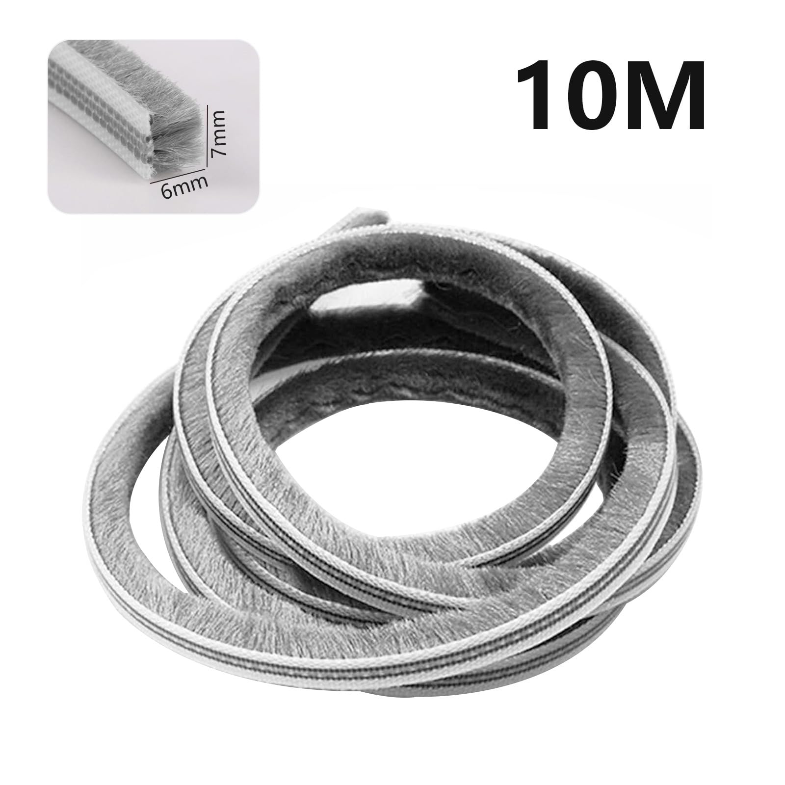 10 m Brush Seal, 7 mm (W) x 6 mm (D), Door Floor Seal, Insect Protection, Sealing Brush for Door Window, Wardrobe - Image 2