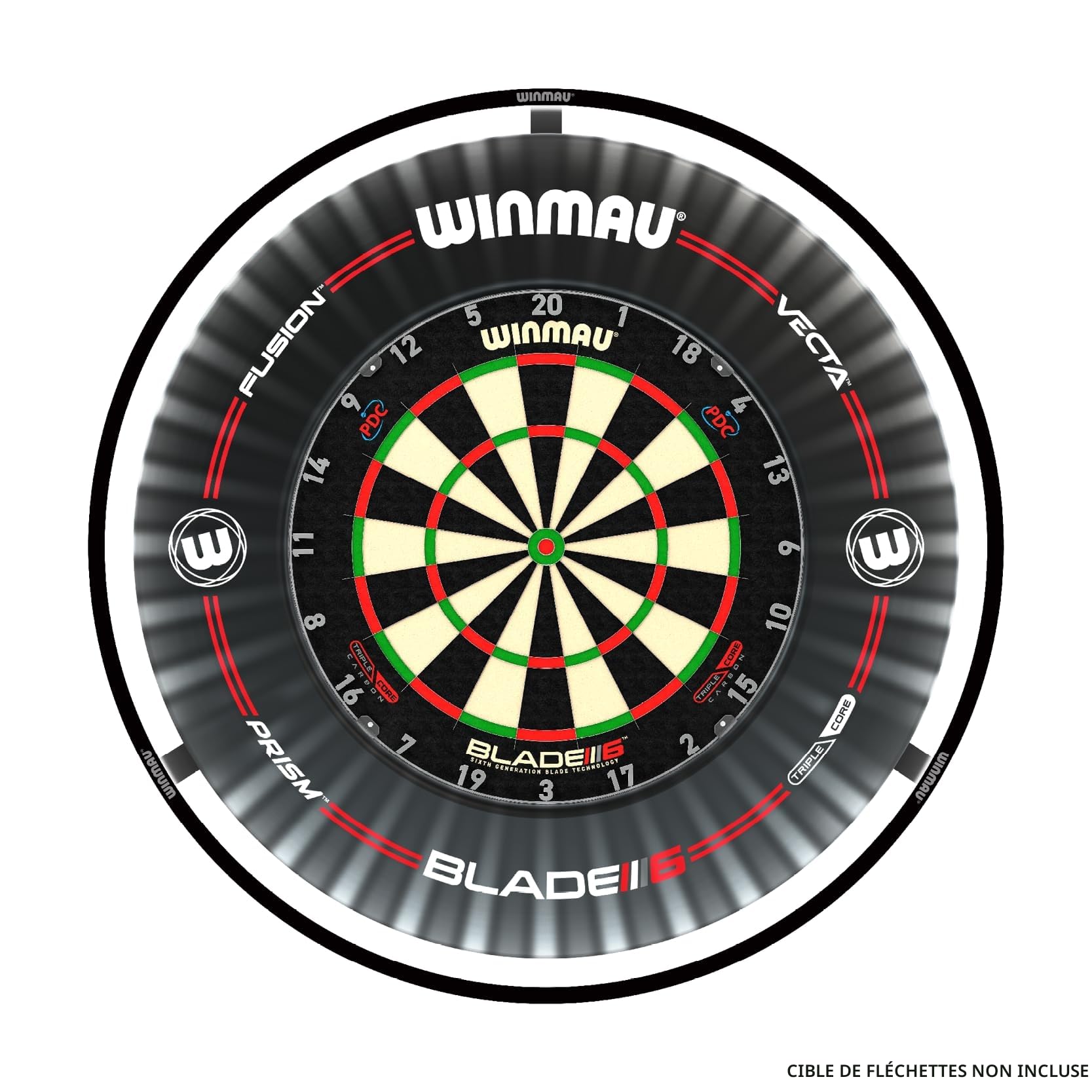 WINMAU Jeu de fléchettes plasma – Lumière plasma noire originale – Blanc glacé – Options groupement avec entouré