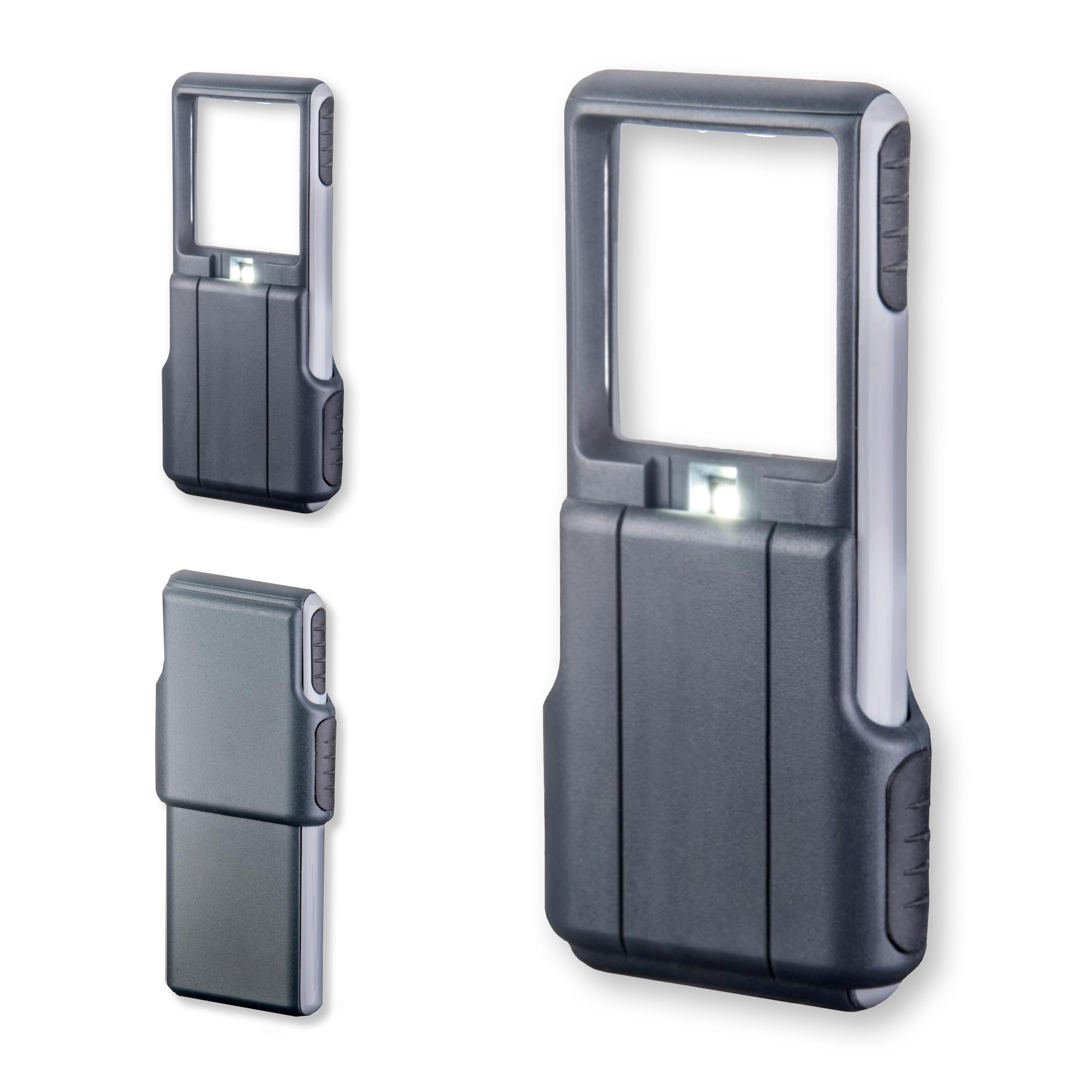 Carson PO-25 MiniBrite LED podświetlana kieszonkowa lupa z wbudowaną przesuwną osłoną obiektywu, szara, 5 cm x 1,5 cm x 11,4 cm