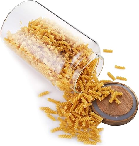 Miniatura 3 de Bekith Tarro grande de almacenamiento de alimentos de vidrio de 100 onzas líquidas (101.4 fl oz) con tapa de madera hermética, recipiente de