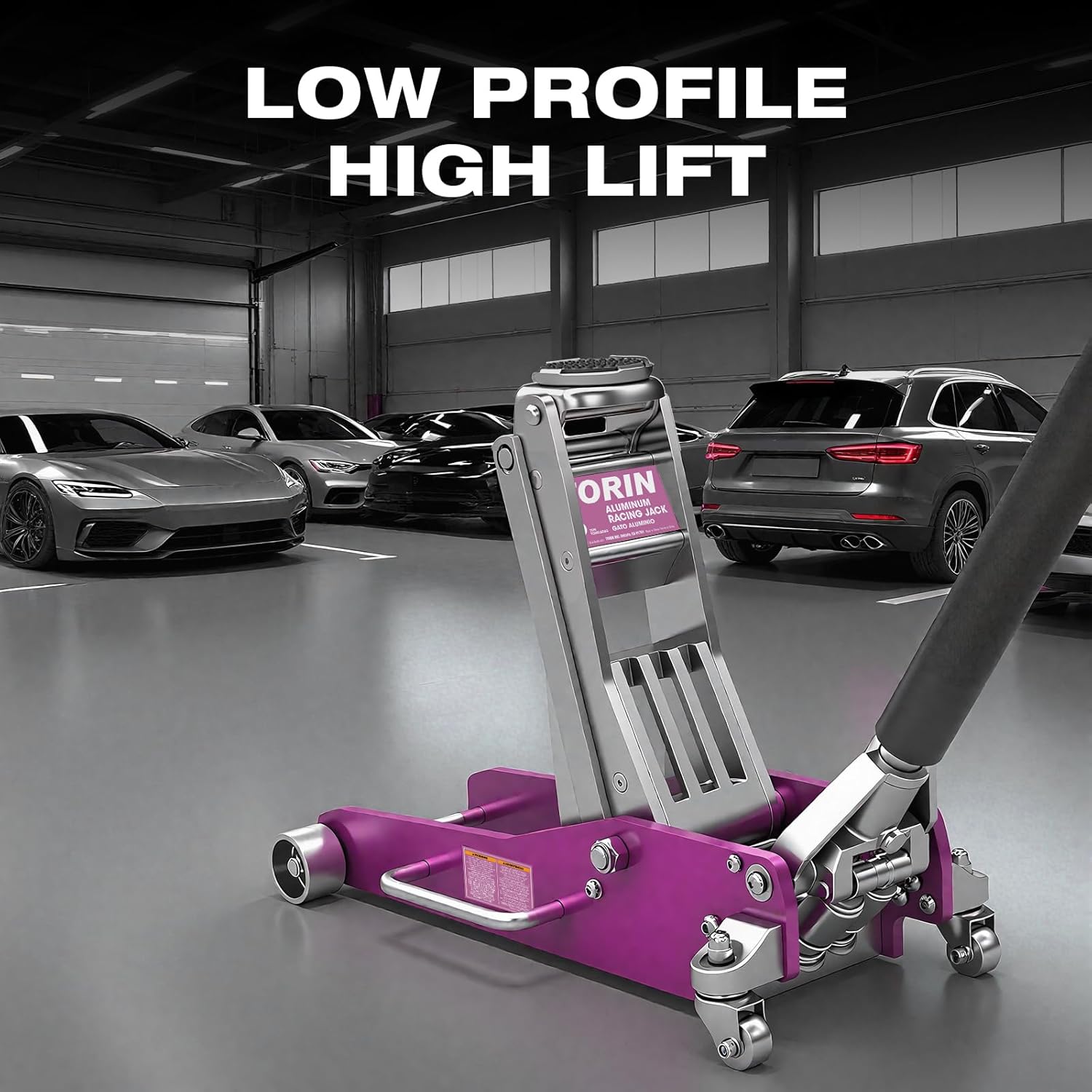 Torin Aluminum Floor Jack with Dual Piston Quick Lift: Floor Jack with Quick Lift Pump, 3 Ton (6,000 lb) Capacity, Pink