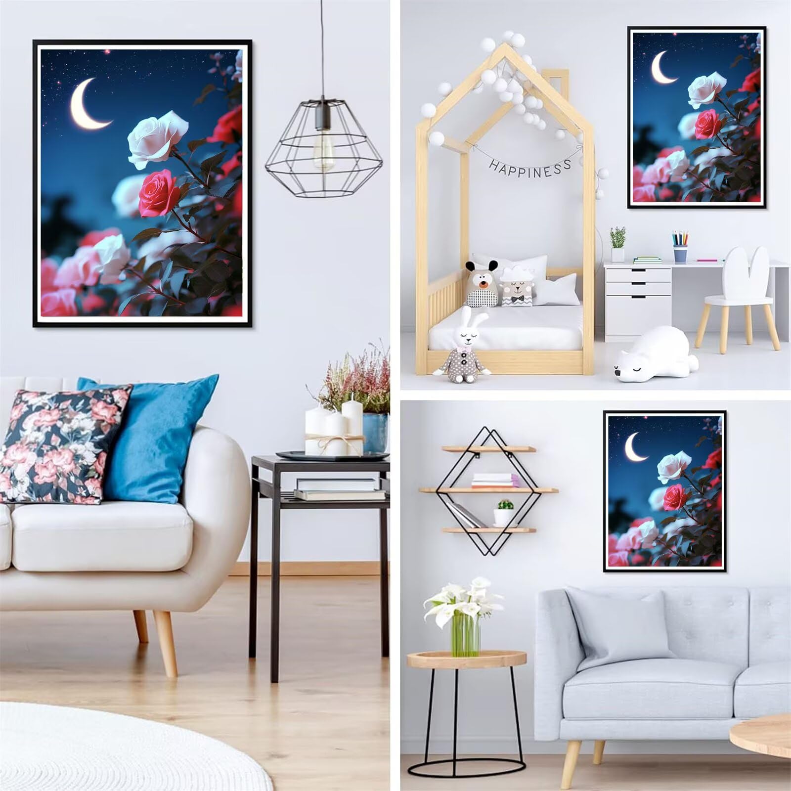 Diamentowa sztuka z kwiatem księżyca, zestawy artystyczne dla dorosłych, DIY, haft krzyżykowy, rękodzieło dla dorosłych, dekoracje świąteczne, hobby dla dorosłych kobiet, prezenty do dekoracji pokoju