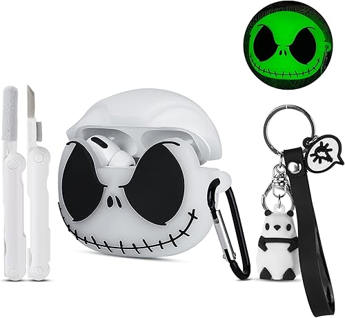 Funda compatible con Apple AirPods Pro de 21 generación con kit de limpieza y bonito llavero, funda protectora de silicona suave y divertida que