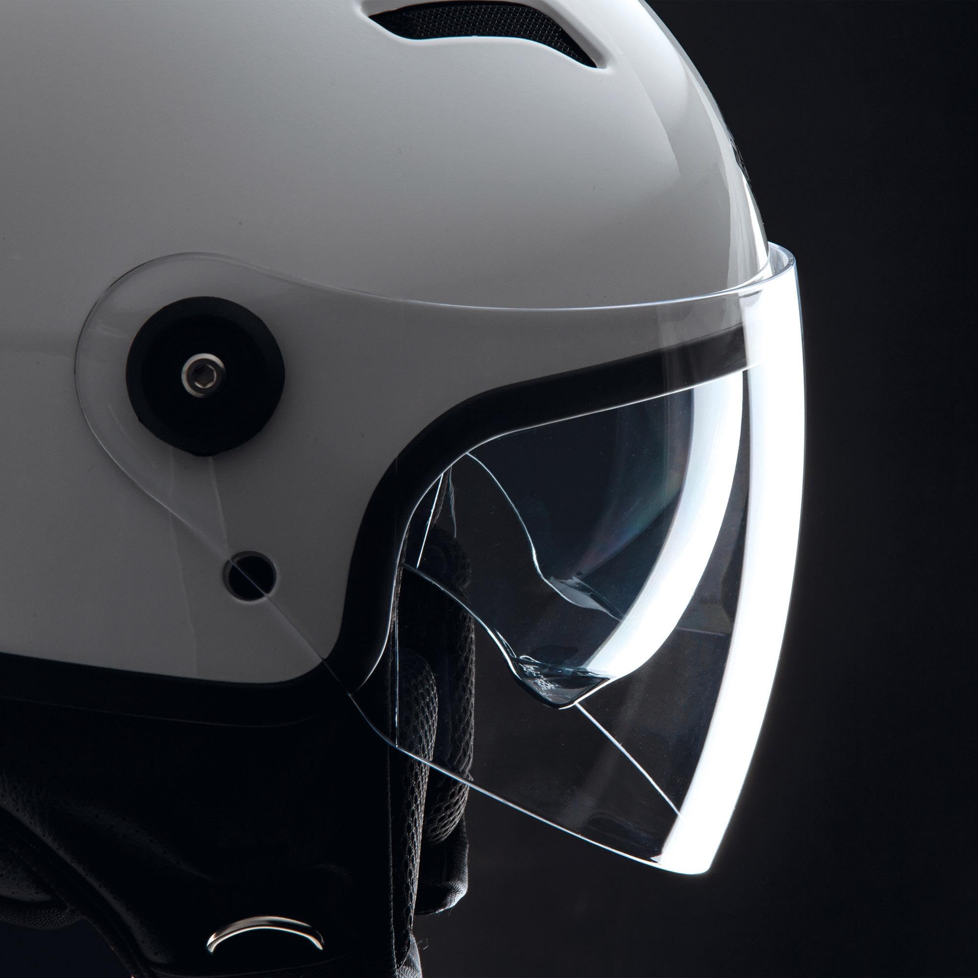 Tucano Urbano casco demi jet unisex EL'TOP. Casco moto in policarbonato, casco scooter all seasons con doppia visiera e copri–aerazione Dynamic Flow. Casco omologato ECE 22.05 Bianco lucido Tg. XL