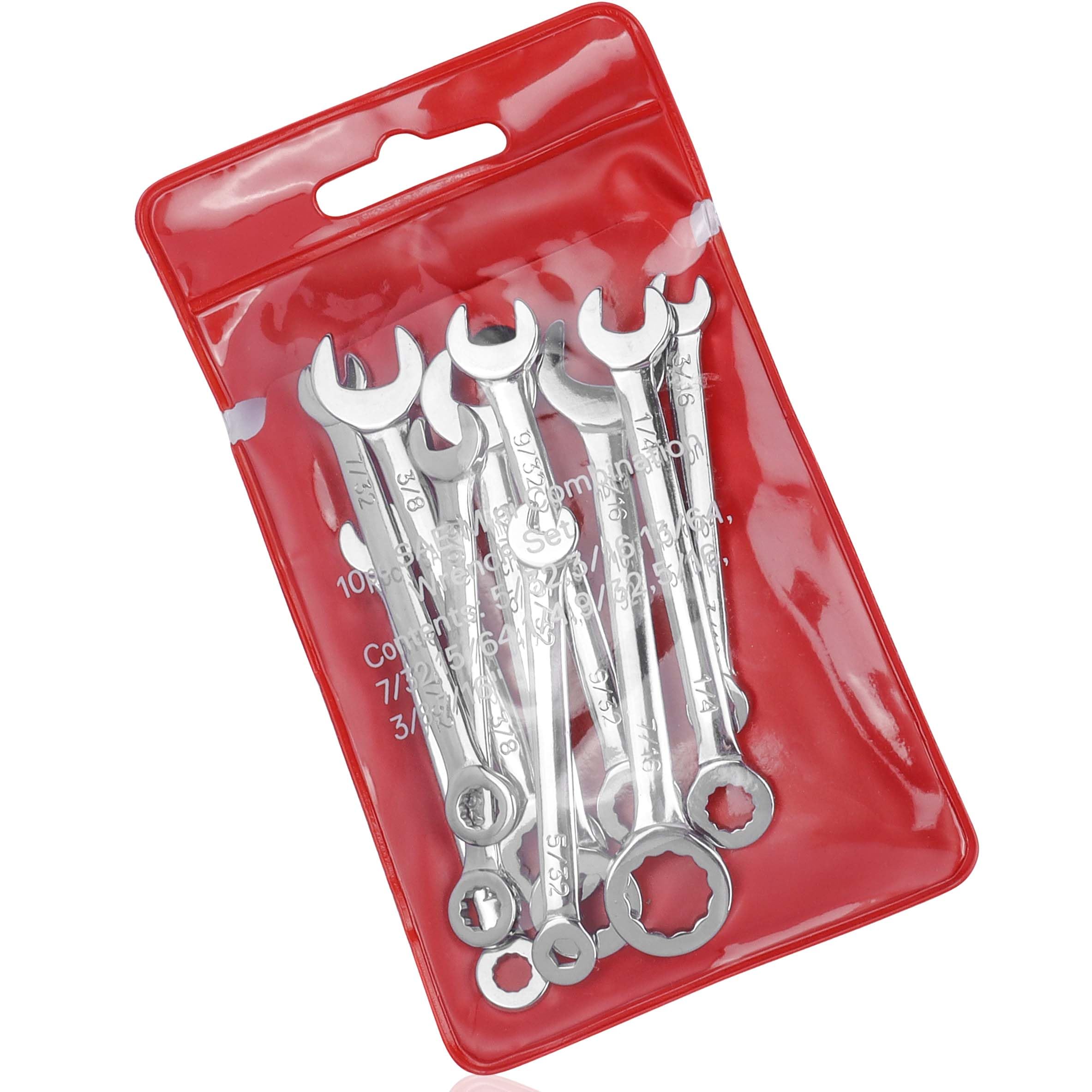 Yakamoz SAE Mini Wrench Set, 10Pcs Open End Box End Small Wrenches Midget Combination Wrench Set 5/32"-7/16"