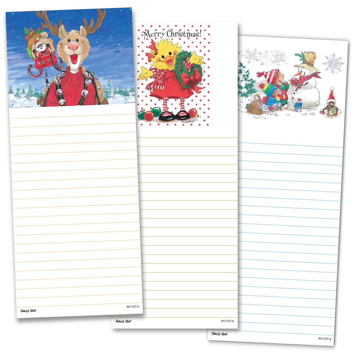 Suzy's Zoo Christmas Notepad 3-Pack - Festive Note Pads For Holiday Lists