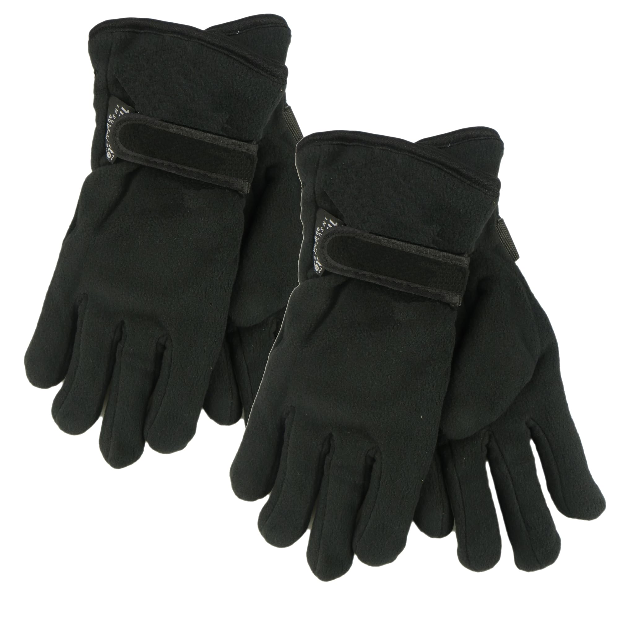 Heatwave Thermalwear Men's Black Heatwave Pack Of 2 Polar Fleece Gloves 3M Lined Thick Quality Knitted With 40G Thinsulate And Palm Gripper Superior Warmth For Winter