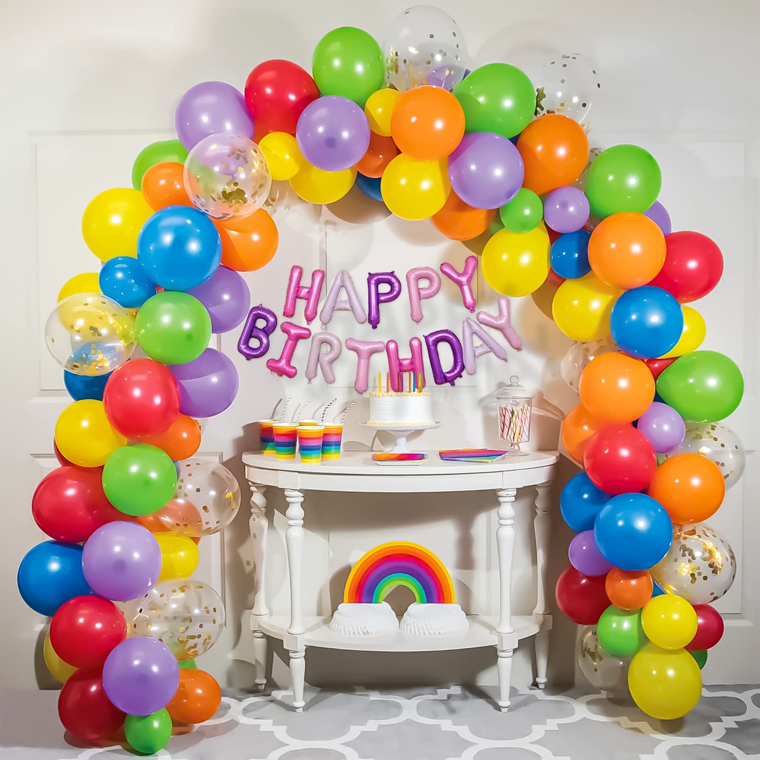 SpecialYou Rainbow Theme Birthday decoration items kit for Kids