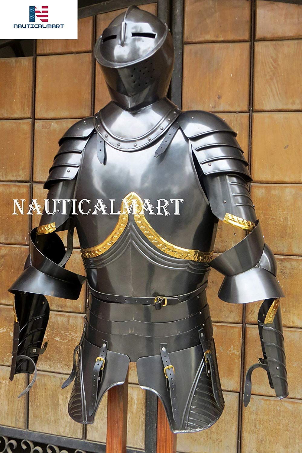 NauticalMart Medieval Breastplate Black Knight Suit Armor Wearable Costume Halloween