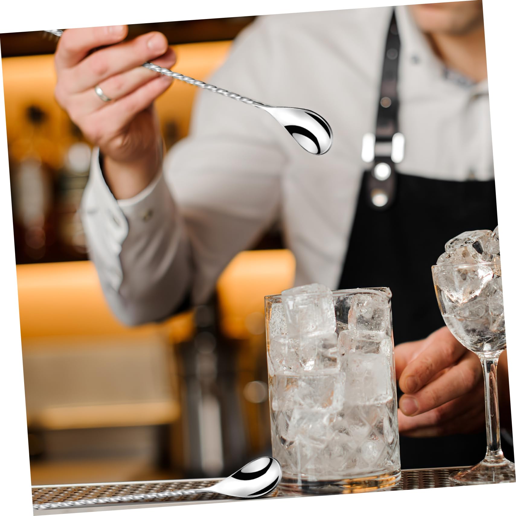 Set di 6 Bar Spoon Lunghi in Acciaio Inossidabile Argento | Mixing Wine , Leggeri e Facili da Usare, Accessori da Bar per Cocktail e Aperitivi