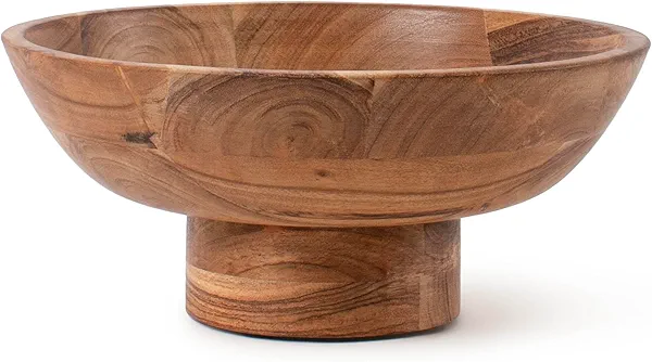 Luxe Designs Wooden Footed Bowl Handcrafted Decorative Fruit Bowl with Elegant Footed Base for Dining, Serving, and Home Décor – Perfect for Fruits, Snacks, and Centerpiece Display