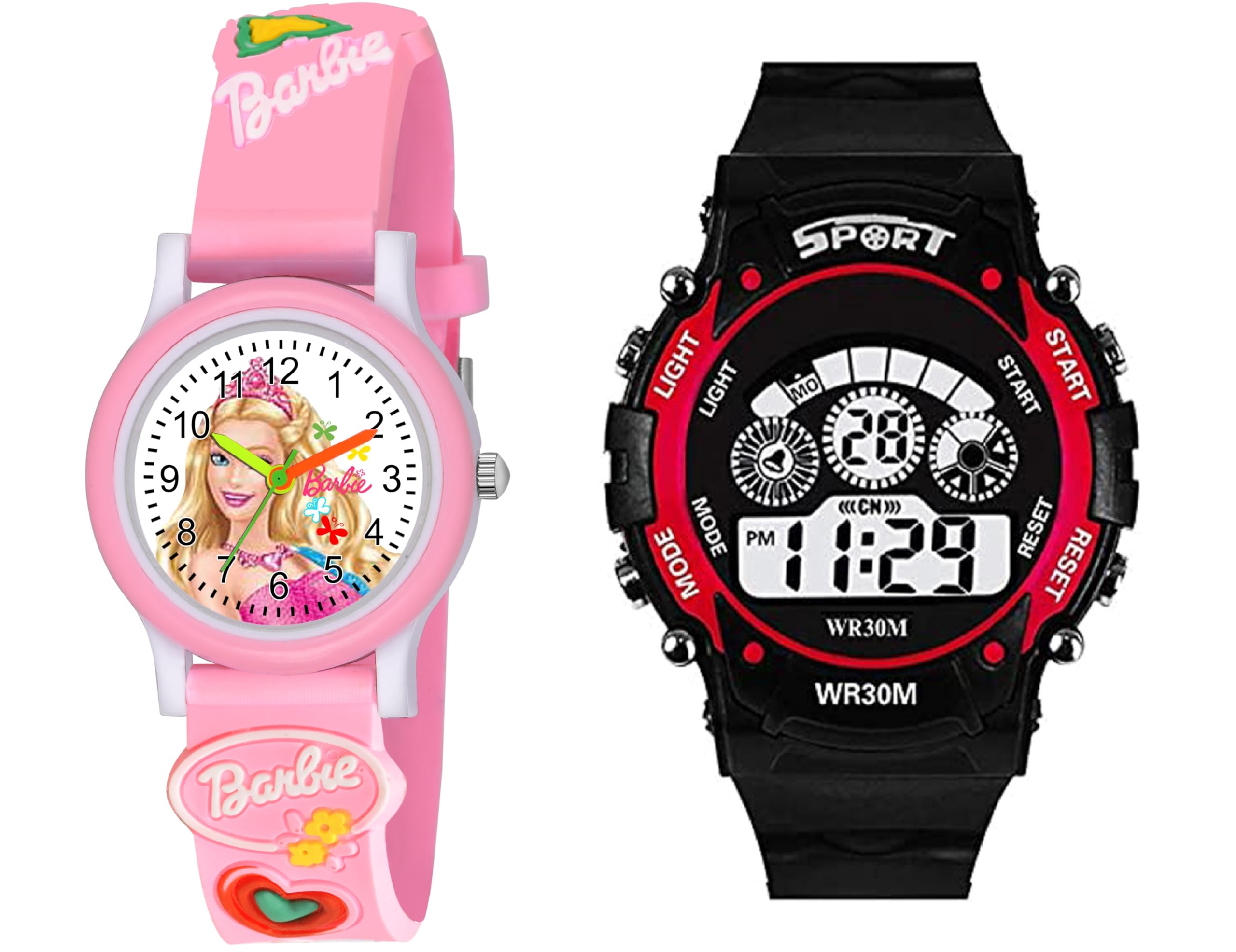 SWADESI STUFF Rubber White Dial Barbie Analog Watch & 7 Light Red Digital Girls Watch (Baby Pink, Red), Band Color-Assorted (B0D4H4GPB8) Amazon Price History, Amazon Price Tracker