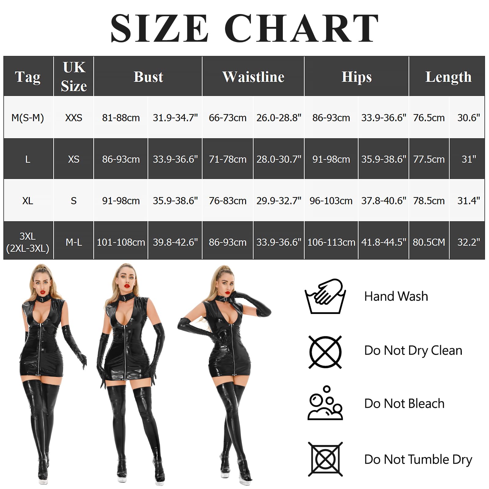 Maeau Lingerie en cuir pour femme – Combinaison effet mouillé – Body en cuir verni – Robe moulante pour boîte de nuit – Justaucorps à manches longues pour pole dance