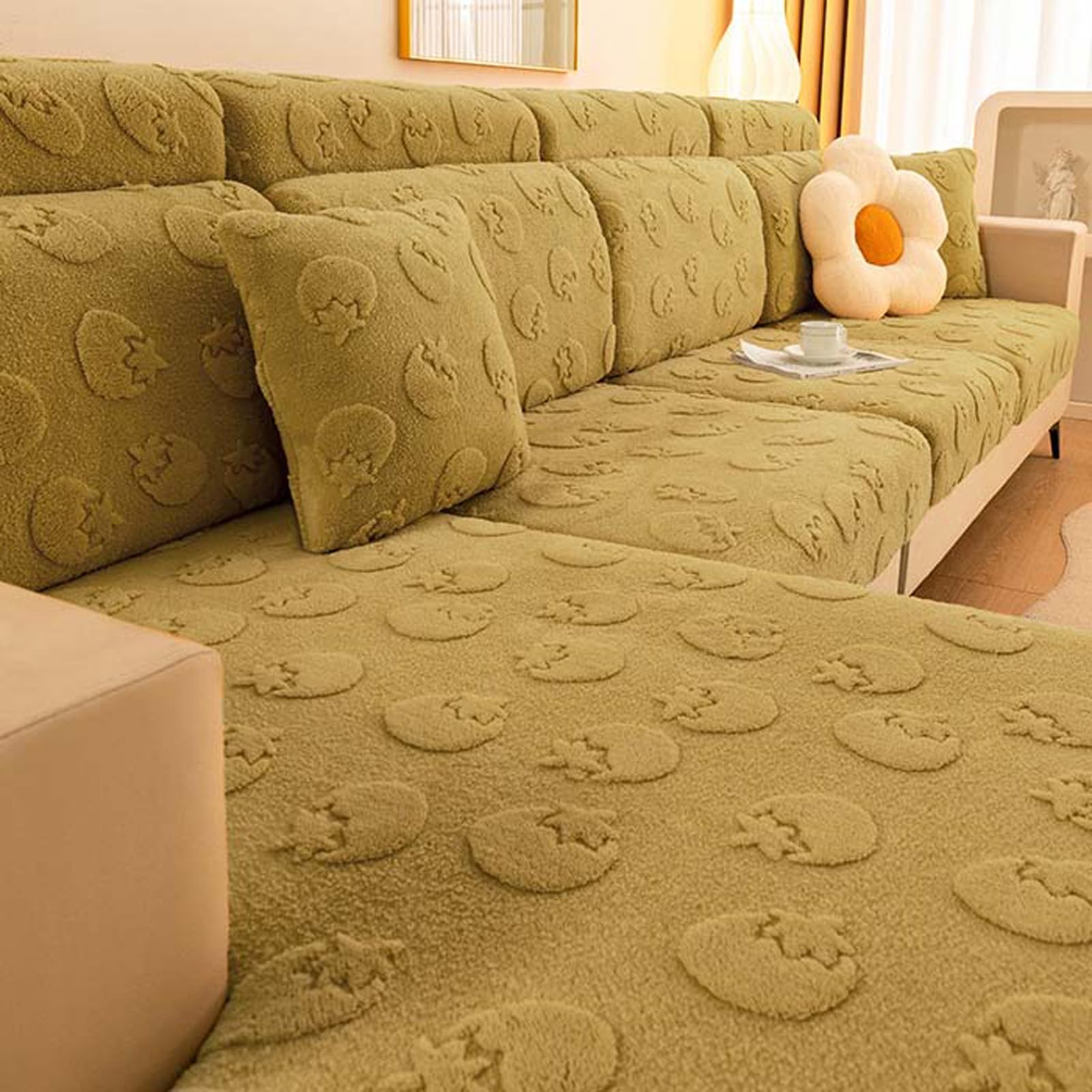Housse de canapé d'angle 4/3/2/1 places extensible en velours épais