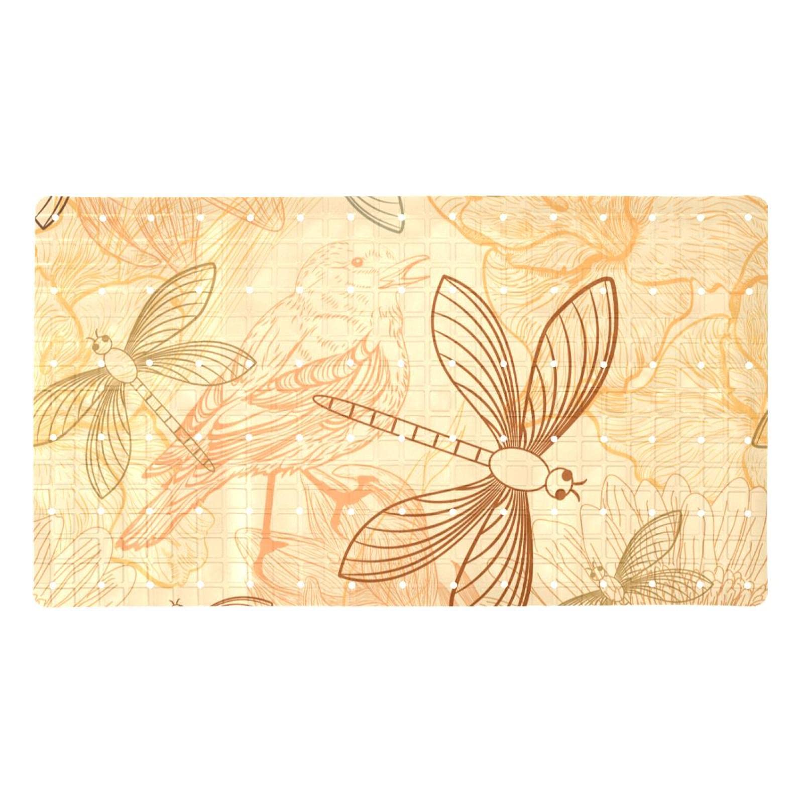Tapis de bain antidérapant durable en PVC avec design oiseaux
