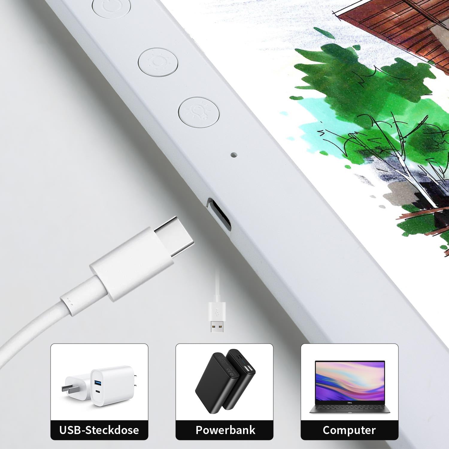 8000+Lux Super hell A4 Leuchttisch -Leuchtplatte mit 3500 mAh -Batterie,6 Dimmpegel und 3 Farbtemperaturen Leuchtkasten, Lichtkissen für Zeichnen, Skizzieren,lichtpad für Tätowierung,Diamond Painting