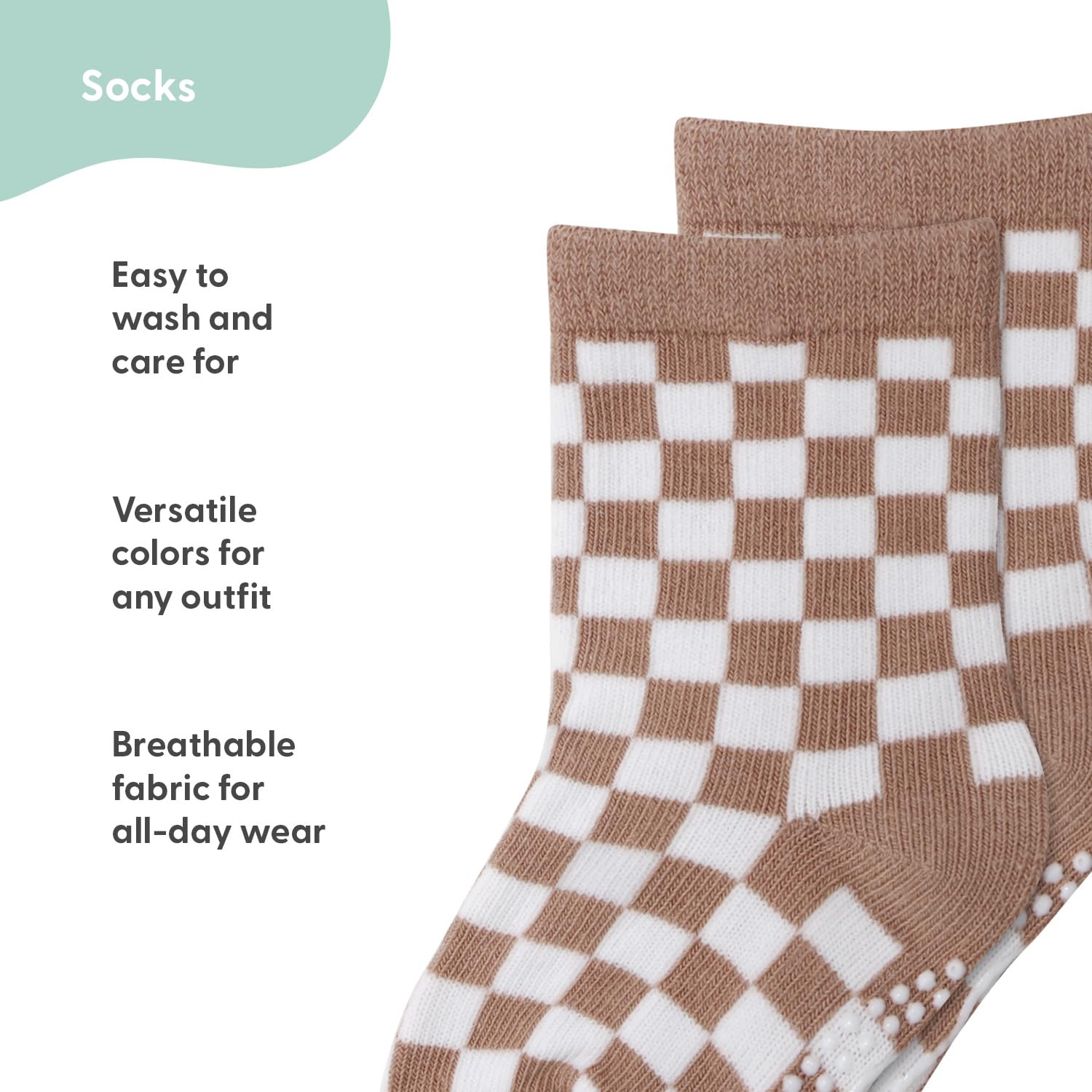 The Peanutshell Organic Baby Socks for 3-12, 12-24 Meses Baby Socks Unisex - Antideslizante 100% Algodón Baby Crew Socks - Neutral, Multicolor, 0-3 Months