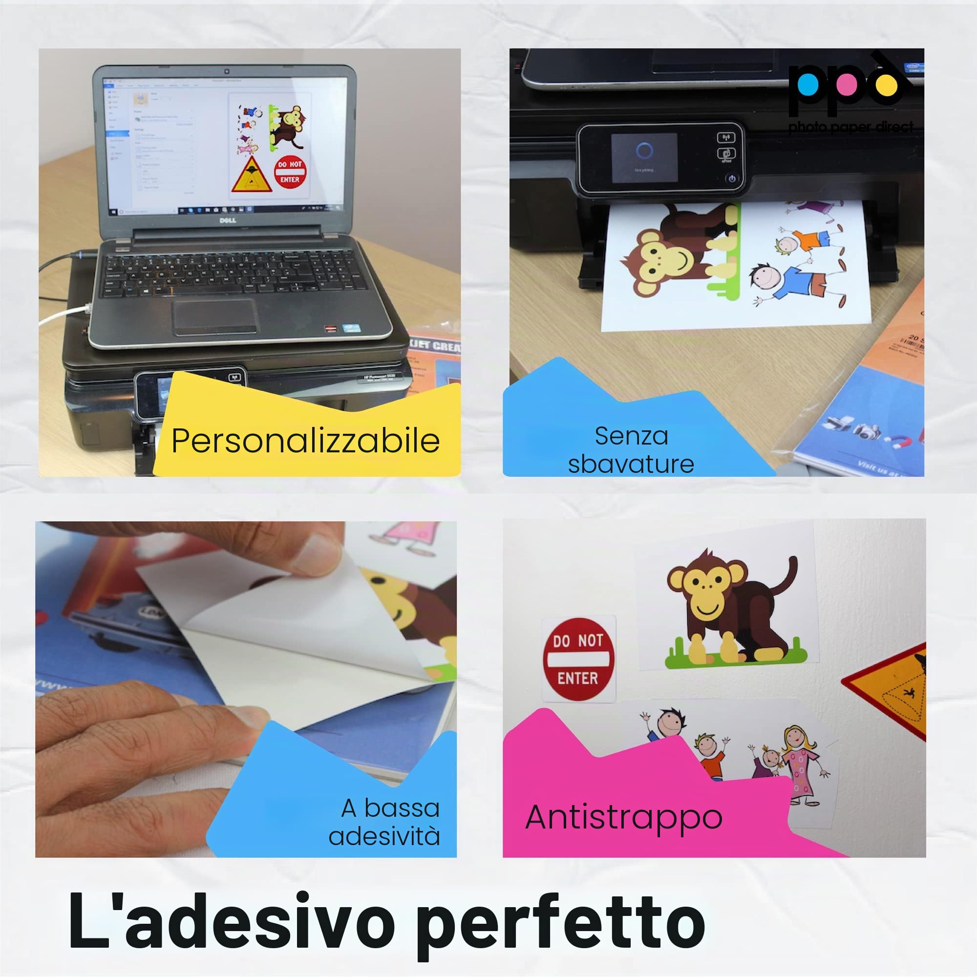Fogli Di Carta Vinile Adesiva Opaca PPD A4 10 Per Stampanti Inkjet - Sticker Bianco
