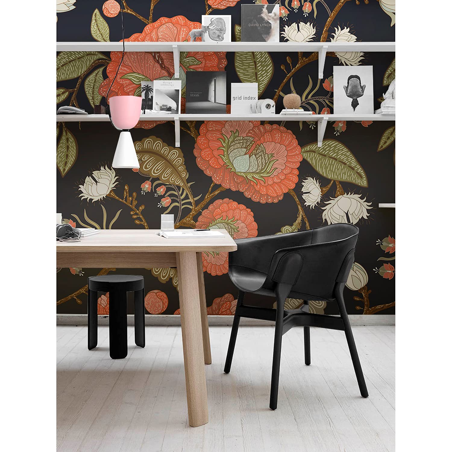 Papier Peint Meuble Prêt à Poser pour Rénover Facilement vos Murs Décor Fleurs Rétro