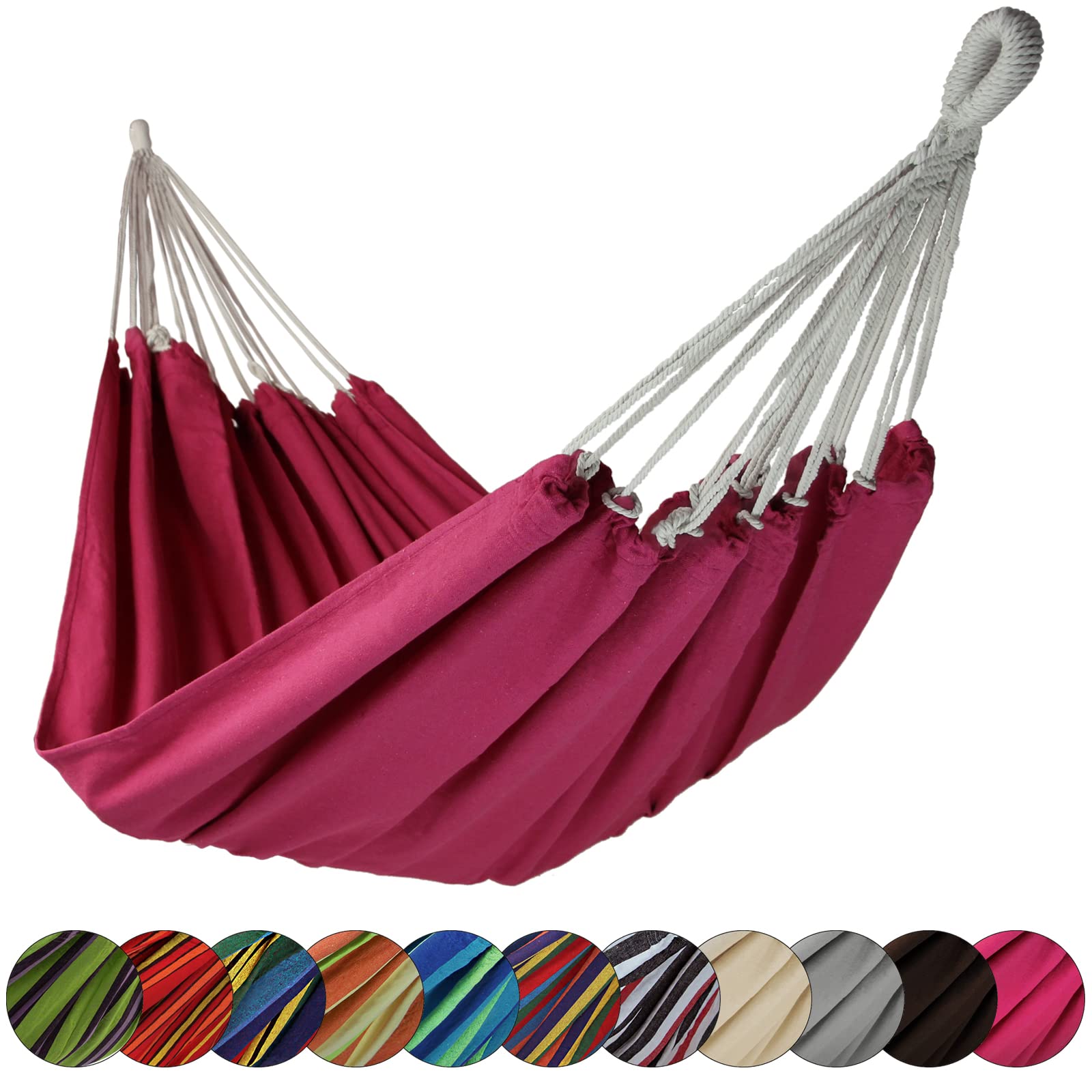 BB Sport Hängematte XL 220 x 170 cm max. Belastbarkeit 250 kg Tragetasche 1-2 Personen Camping Garten Balkon Terasse Wetterfest, Farbe:Malve Garten