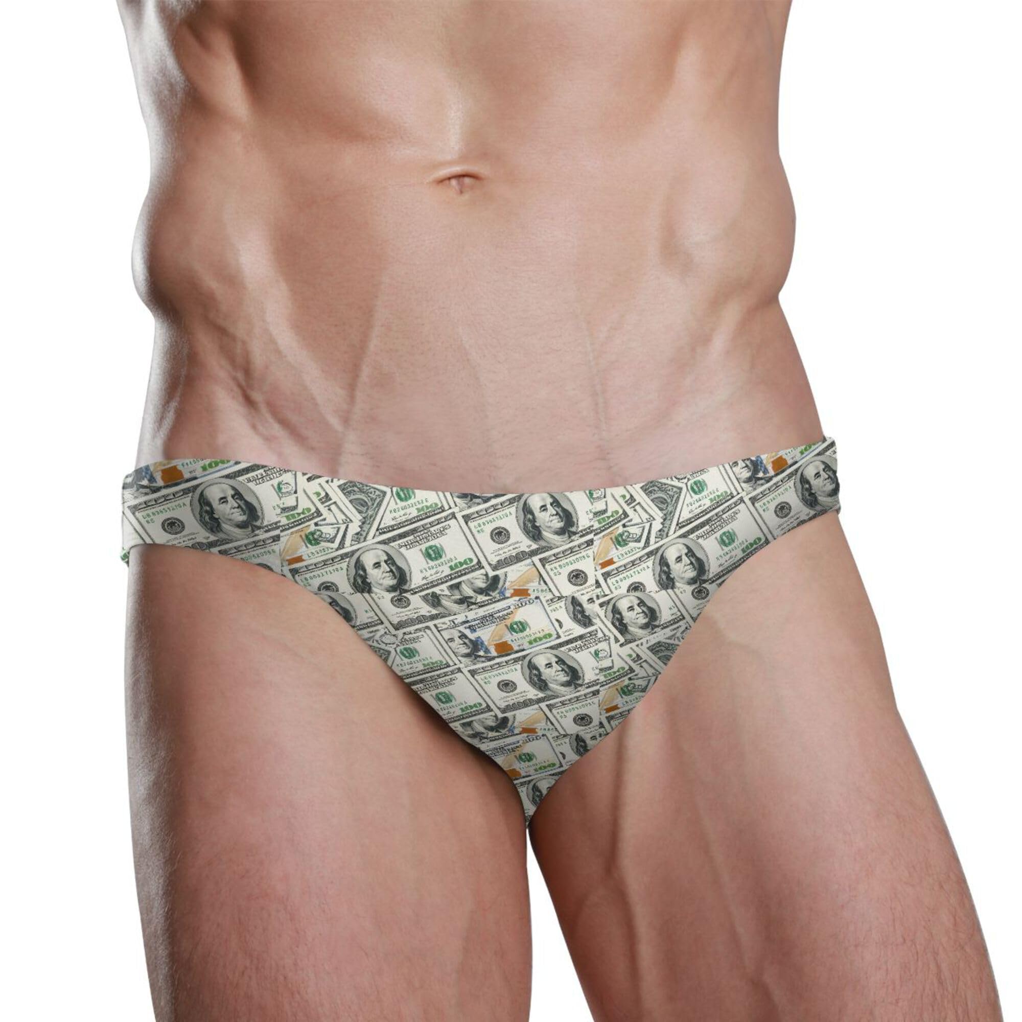 Men's Swim Briefs Paper Money Hundred Dollar Bills Swimsuit Beach Swimwear Bikini M B0405091