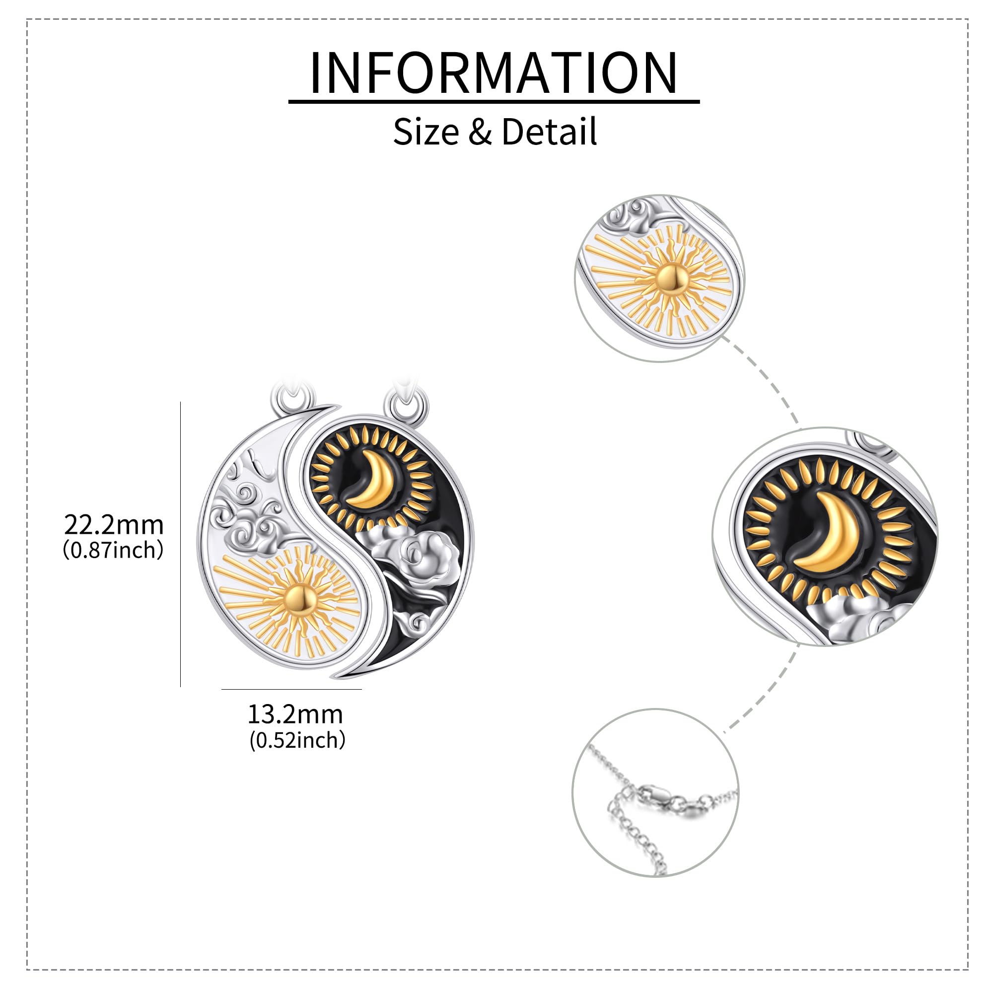 Passende Paar Halskette S925 Sterling Silber Yin Yang Paar Halskette Passende Paare Valentinstag Schmuck Geschenke für Frauen Männer