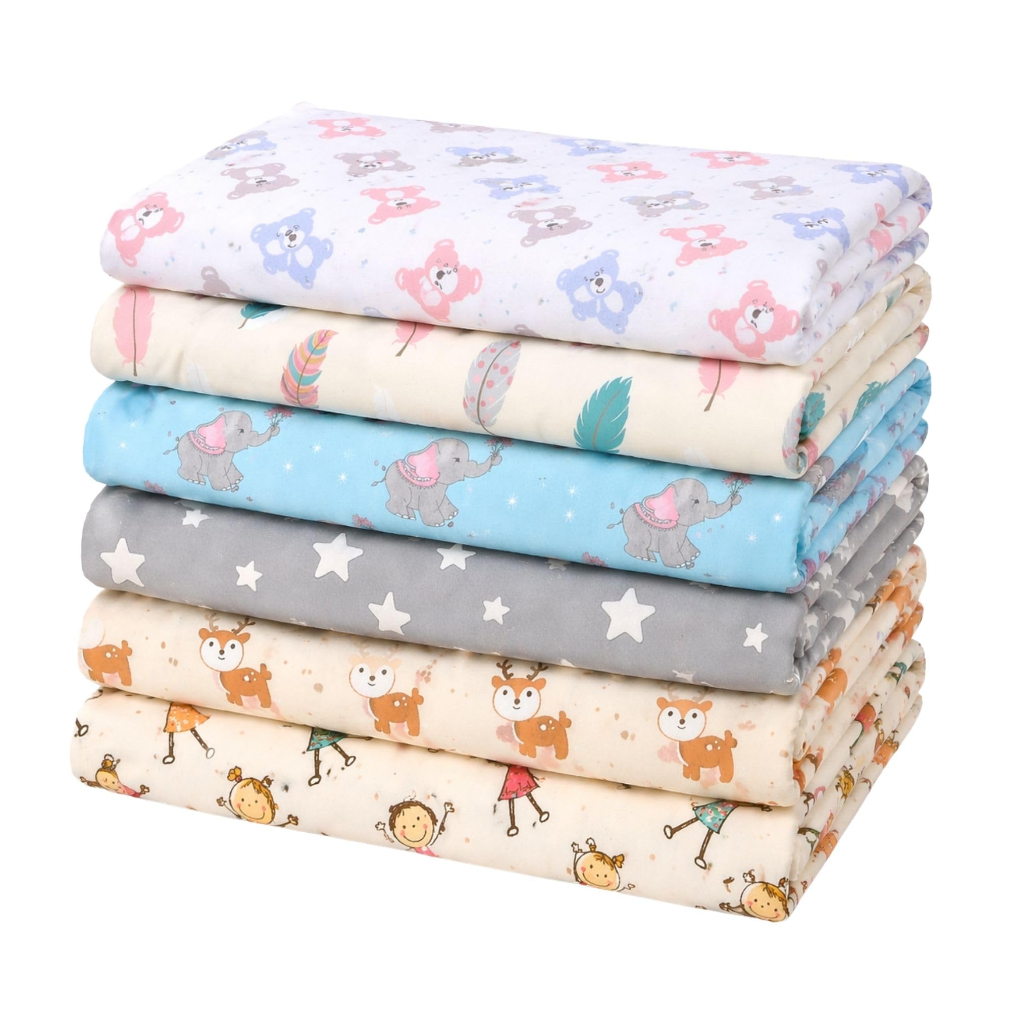 ZIKKU Printed Baby Dry Sheet Pack of 6 | Waterproof Washable Mattress Protector | Fast Dry | Extra Absorbent Baby Bed Protector for Newborn (Small 50x70 cm)-picture-20