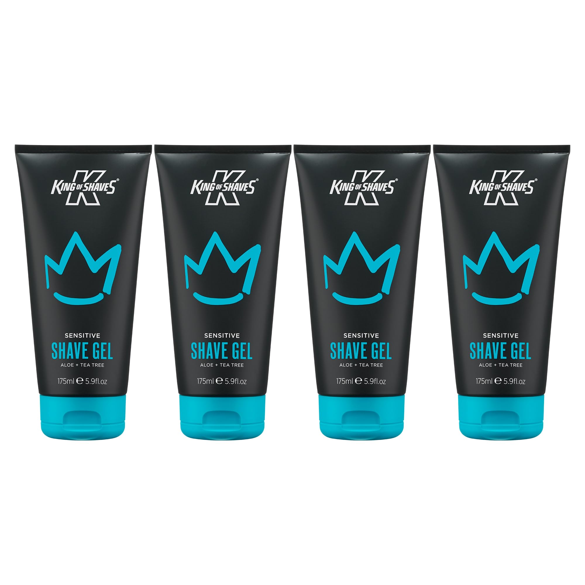 King of Shaves Sensitive Shave Gel Quad Pack 4 x 5.92 fl oz | Clear Low Foam Shaving Gel For Sensitive Skin With Aloe Vera To Reduce Razor Irritation.