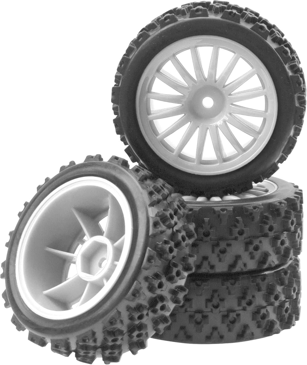 4Pack Vgoohobby OD2.83in 1/10 On Road Rubber Tires w/Nylon Wheel Rims 12mm Hex Compatible with HSP HPI Redcat Tamiya Traxxas 1/10 RC On Road Racing Touring Car (Blue)