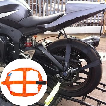 Motorcycle Transport Safety Tie Down Strap for Rear Wheel Tie Down Strap (Orange)