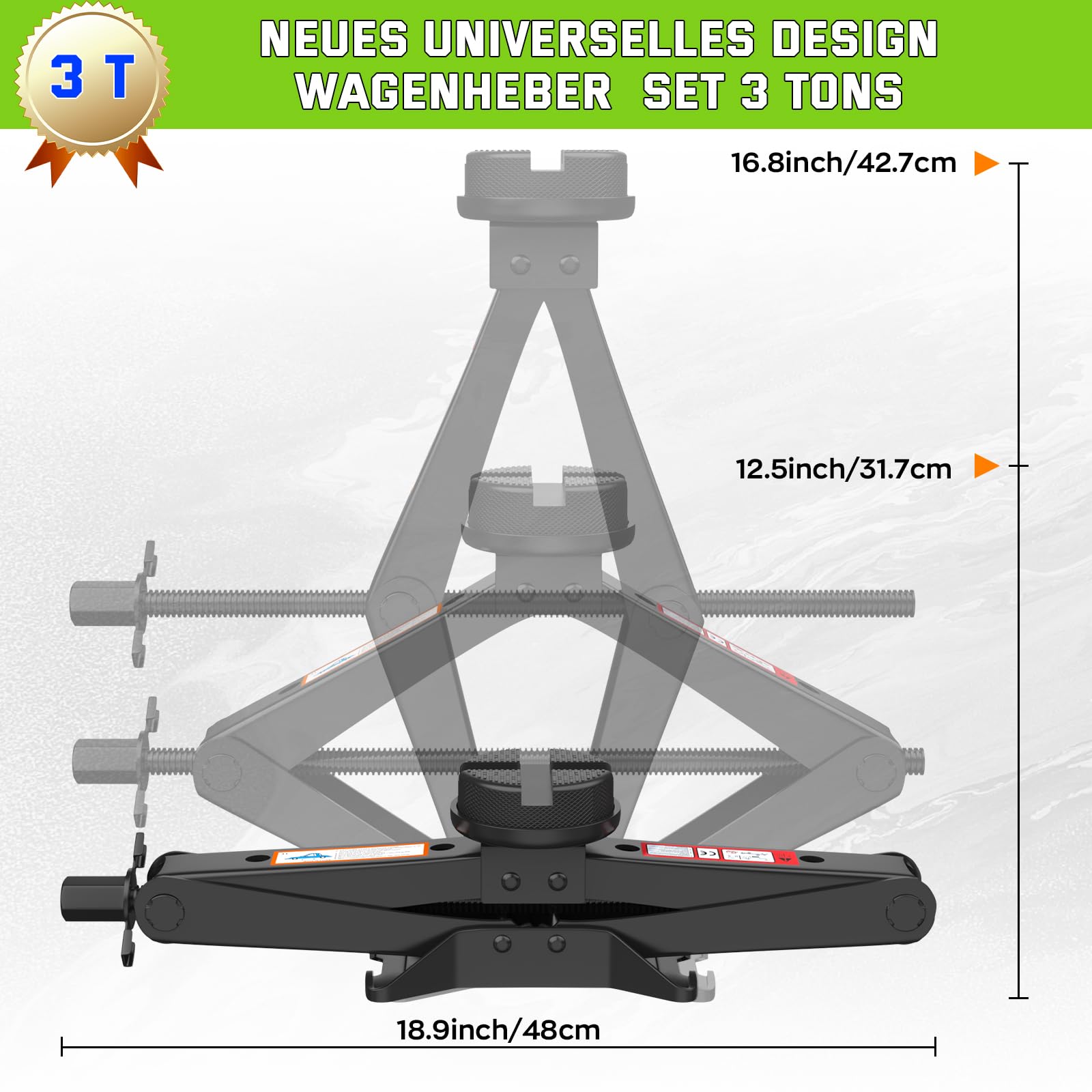 Nuevo Universal Gato para Coche 3T/3000KG, 2026 Gato Coche Portátil con 2 Pcs Bloque De Goma, con Llave de Tuercas de Rueda,Evita Rayaduras en el Vehículo,Herramientas de Emergencia para SUV MPVTesla