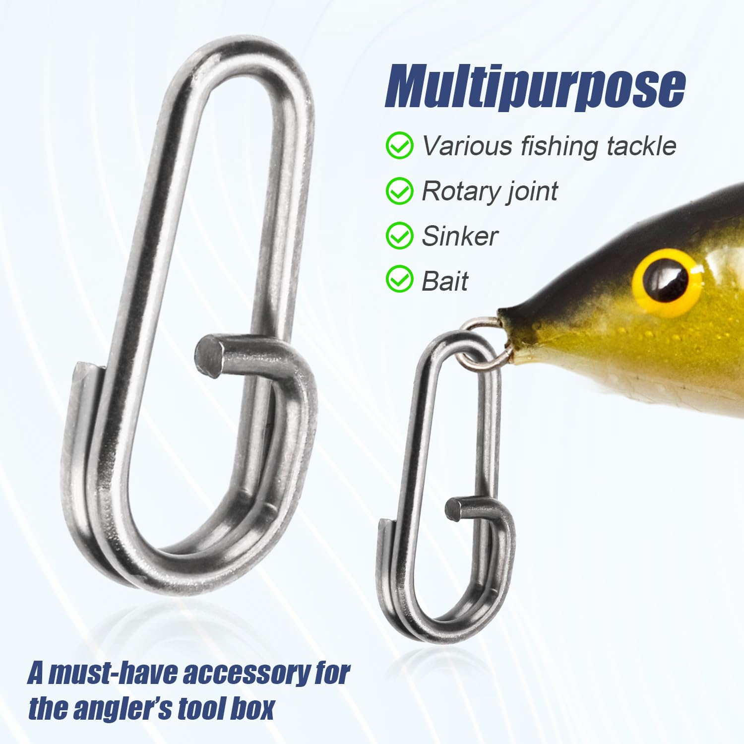 120 Pezzi Anelli Divisi Per Pesca, Kit Clip A Scatto In Acciaio Inox 3 Misure, Per Acqua Dolce E Salata, Con Scatola - 2