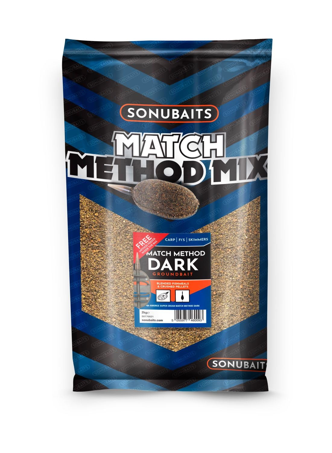 2kg SONUBAITS Match Method Mix Dark Fischfutter Angelfutter für Karpfen, F1 und Brassen