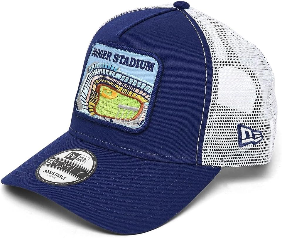 New Era LA Los Angeles Dodgers 9FORTY Dodger Stadium Patch Snapback Trucker Cap, Adjustable Hat Blue White - Image 3