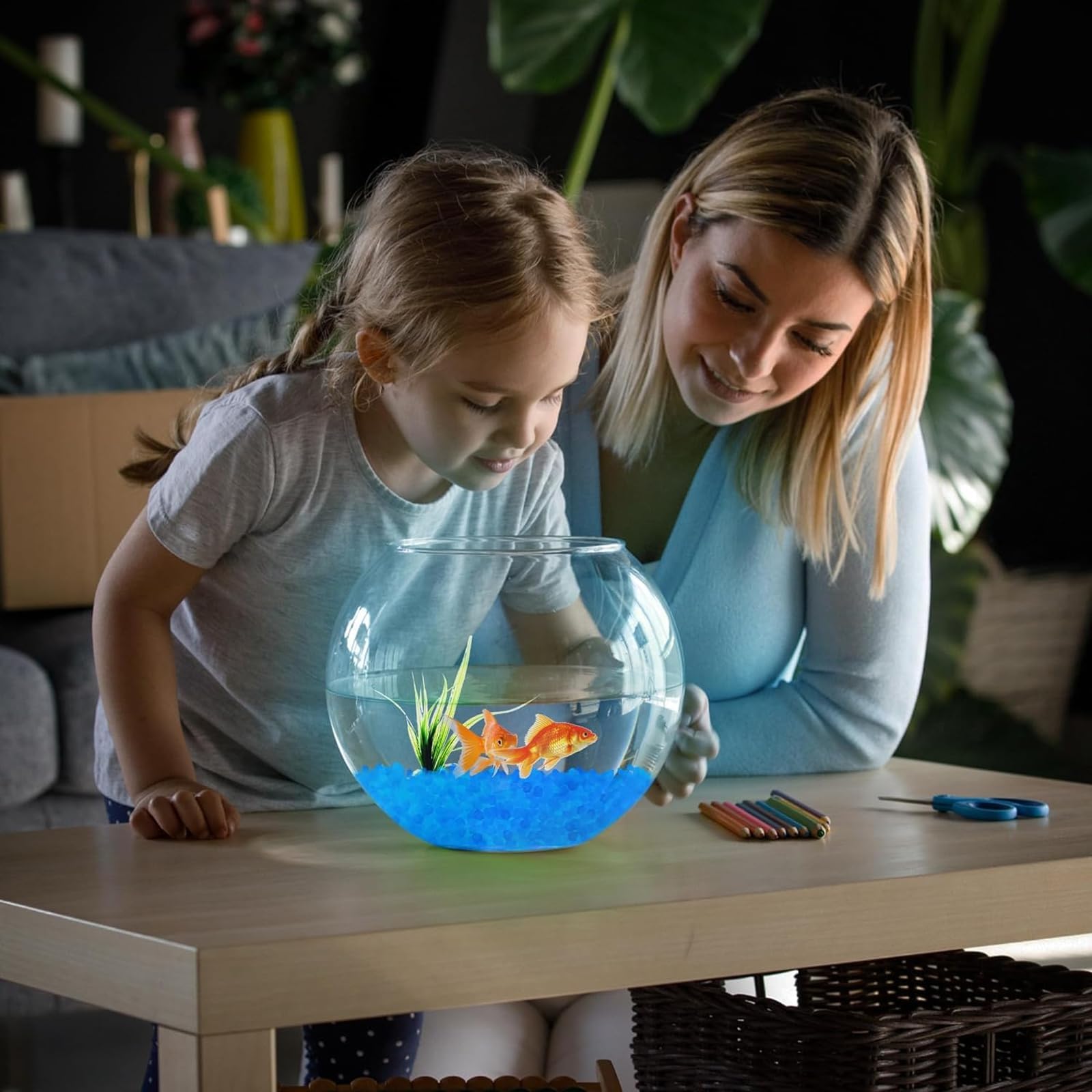 Pietre luminose Pietre preziose per bambini, 10000 pezzi di ciottoli, Pietre luminose da giardino, Pietre Babbane, Pietre di vetro, Decorazione del giardino, Diamanti colorati Pietre preziose (blu)