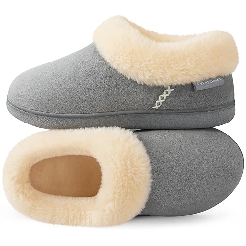 EverFoams Women's Warm Slippers Fluffy Memory Foam Indoor Outdoor Closed-back
