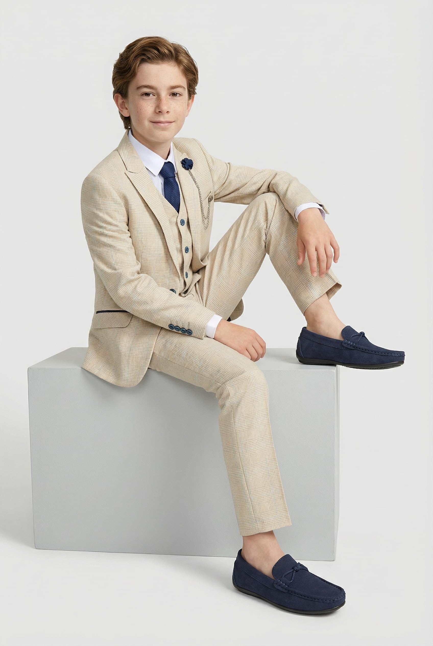 SIRRI Mocassini da ragazzo in finta pelle scamosciata blu navy slip on scarpe eleganti casual calzature
