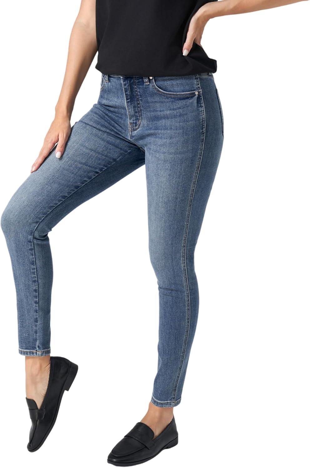 Ultra Stretch Butt Lifting High-Waisted Skinny Jeans for Women, Soft Denim Jeggings with Pockets
